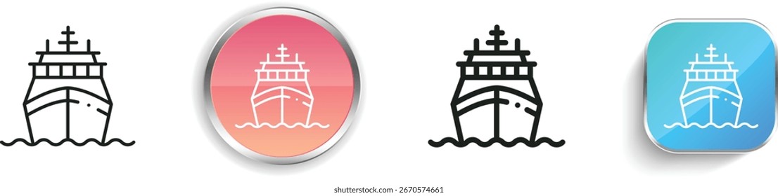 ship icon. Thin Linear, Regular and Button Style Design Isolated On White Background