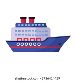 Ship icon vector, cruise ship vector, ship clip art, cruise ship clip art, colorful ferry boat illustration