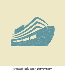 Ship icon, vector illustration. Grunge design style