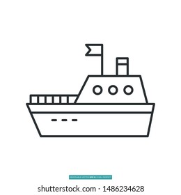 Ship Icon Vector Illustration Logo Template For Website Or Mobile App