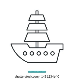 Ship Icon Vector Illustration Logo Template For Website Or Mobile App