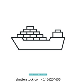 Ship Icon Vector Illustration Logo Template For Website Or Mobile App