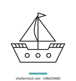 Ship Icon Vector Illustration Logo Template For Website Or Mobile App