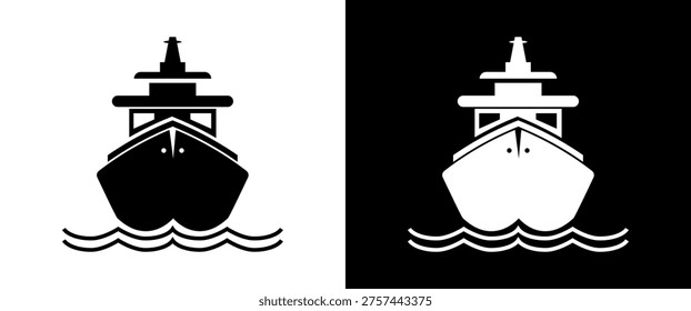 Ship icon vector illustration, Public icon, Traffic icons isolated, Ferry symbol and glyph design, ship stock illustration, Nautical Vessel symbol, Ship, Ferry, Symbol, Ship black and white clip art sign isolated. Boat icon. Vessel Icon.