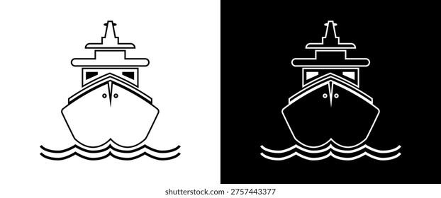 Ship icon vector illustration, Public icon, Traffic icons isolated, Ferry symbol and glyph design, ship stock illustration, Nautical Vessel symbol, Ship, Ferry, Symbol, Ship black and white clip art sign isolated. Boat icon. Vessel Icon.