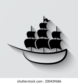 Ship icon - vector illustration with shadow on light background
