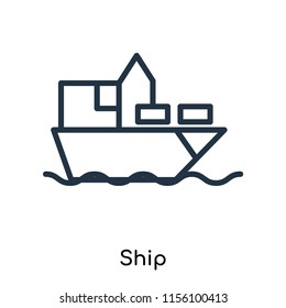 Ship icon vector isolated on white background. thin symbols or lined elements in outline style