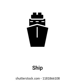 Ship icon vector isolated on white background, logo concept of Ship sign on transparent background, filled black symbol
