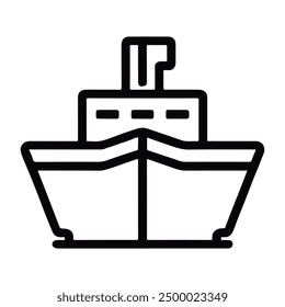 Ship icon vector line art illustration.