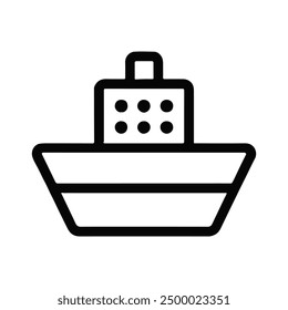 Ship icon vector line art illustration.