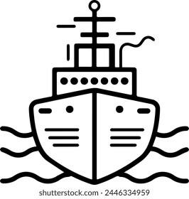 Ship icon vector line illustration 