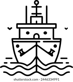 Ship icon vector line illustration 