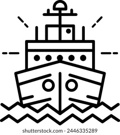 Ship icon vector line illustration 