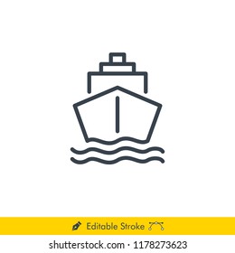 Ship Icon / Vector - In Line / Stroke Design