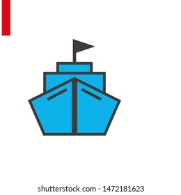 Ship icon vector. Shipping symbol. Container pictogram, flat vector sign isolated on white background. Simple vector illustration for graphic and web design.