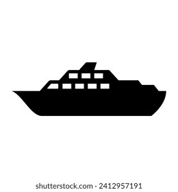 Ship icon vector. Shipping symbol. Container pictogram, flat vector sign isolated on white background.