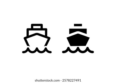 Ship Icon with Waves in Minimalist Design Vector