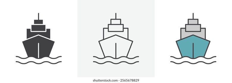 Ship icons in black and colored versions