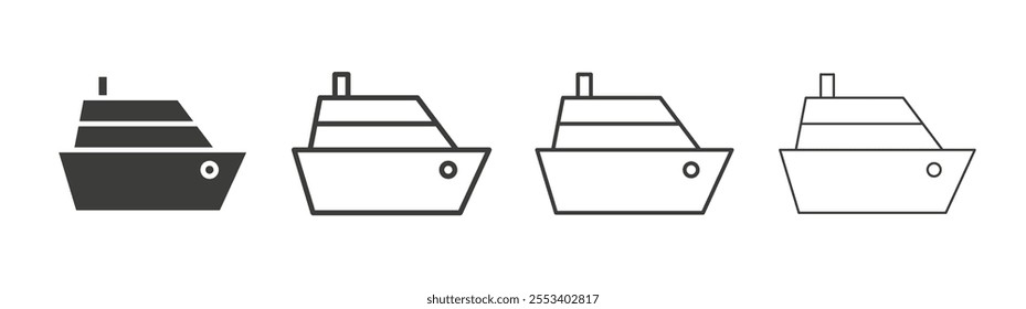 Ship icons collection. vector set in black color