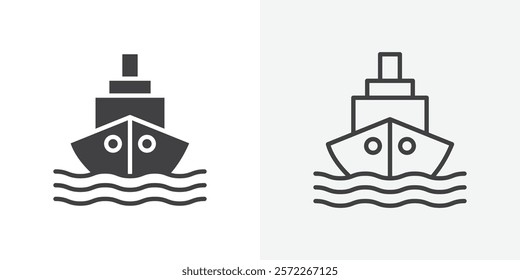 Ship icons. flat and line style set