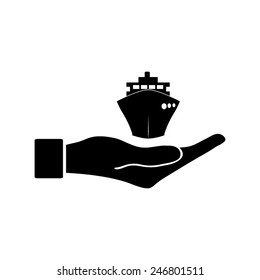 ship icons in hand - vector icon