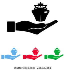 ship icons in hand - vector icon