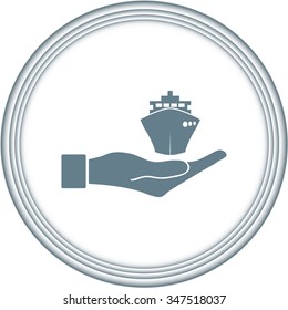 ship icons in hand - vector icon 