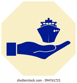  ship icons in hand - vector icon 