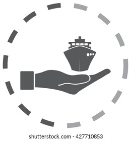 ship icons in hand - vector icon