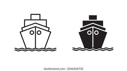 Ship icons in line stroke and flat versions