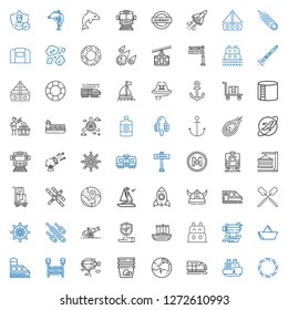 ship icons set. Collection of ship with asteroid, train, mars, container, zeppelin, subway, paper boat, airship, boat, trireme, insurance, cannon. Editable and scalable ship icons.