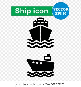 Conjunto de ícones de navio. conjunto de ícones de vetor de navio de cruzeiro. Tipo PNG.  Eps 10