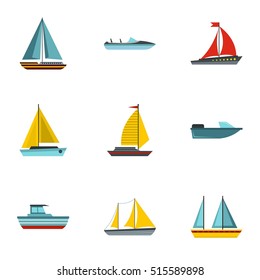 Ship icons set. Flat illustration of 9 ship vector icons for web