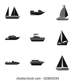 Ship icons set. Simple illustration of 9 ship vector icons for web