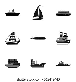 Ship icons set. Simple illustration of 9 ship vector icons for web