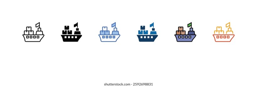 Ship icons sets with different styles