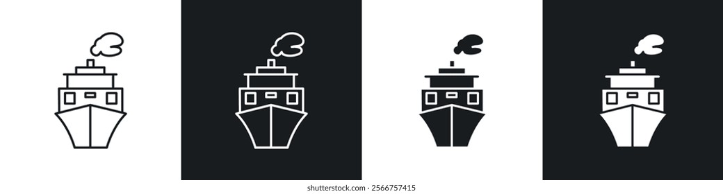 Ship icons in Thin line black color. flat simple vector symbols illustration.