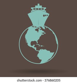 ship icons with Vector globe icons
