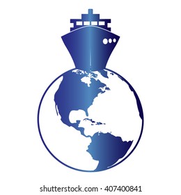 ship icons with Vector globe icons