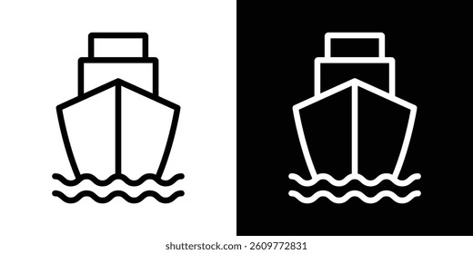 Ship icons vector set in stroke line style