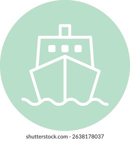 Ship Illustration with Circular Background Design