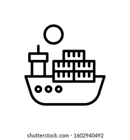Ship Illustration Icon. vector outline symbol.