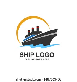 Ship Illustration SIlhouette Logo Vector