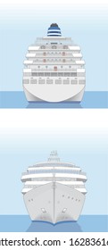 Ship illustration for travelling with passengers icon. Large passenger ship.