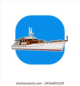 ship illustration vector design on blue background. Suitable for stickers, posters or printed on t-shirts