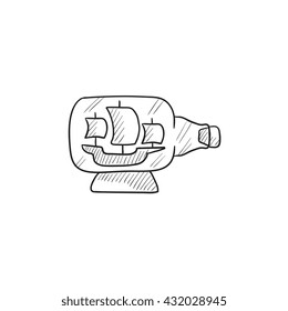 Ship inside bottle vector sketch icon isolated on background. Hand drawn Ship inside bottle icon. Ship inside bottle sketch icon for infographic, website or app.