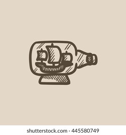 Ship inside bottle vector sketch icon isolated on background. Hand drawn Ship inside bottle icon. Ship inside bottle sketch icon for infographic, website or app.