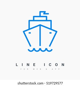 ship isolated minimal icon. liner graph line vector icon for websites and mobile minimalistic flat design.