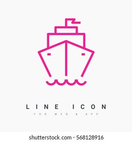 ship isolated minimal icon. liner graph line vector icon for websites and mobile minimalistic flat design.