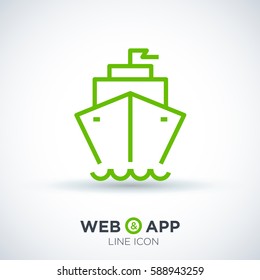 ship isolated minimal icon. liner graph line vector icon for websites and mobile minimalistic flat design.